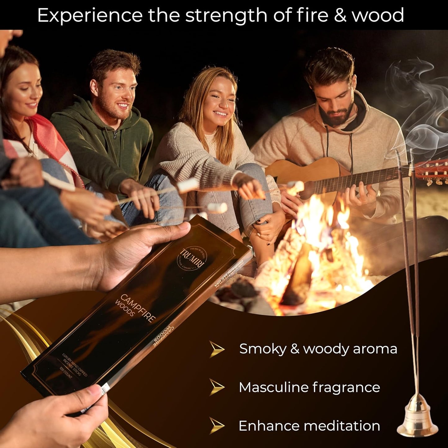 Campfire Woods Incense Sticks - Pack of 100 Inscents-Sticks - Inciensos Aromaticos para La Casa - Made with Natural Ingredients - Scented Insence Non Toxic Insense Incents