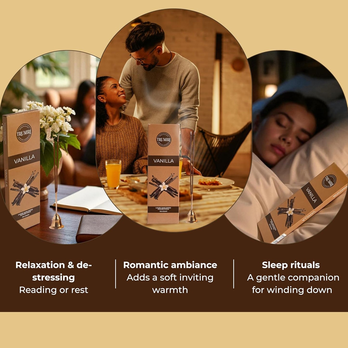 Vanilla Incense Sticks - Pack of 100 Insence-Sticks - Inciensos Aromaticos para La Casa Made with Natural Inscent Ingredients - Scented Insence Non Toxic Incents