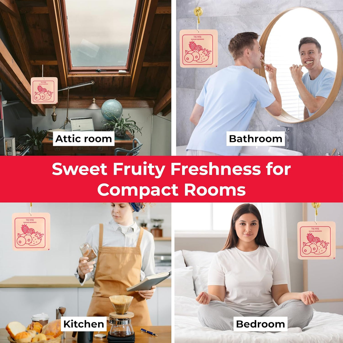 Sugar Berries - Room Deodorizer Gel Odor Eliminator For Home - Pack Of 3 - Bathroom Air Freshener Odor Absorber - Closet Deodorizer - Non Plug In Strong Scent For Kitchen Trash Basement Shoe Rack