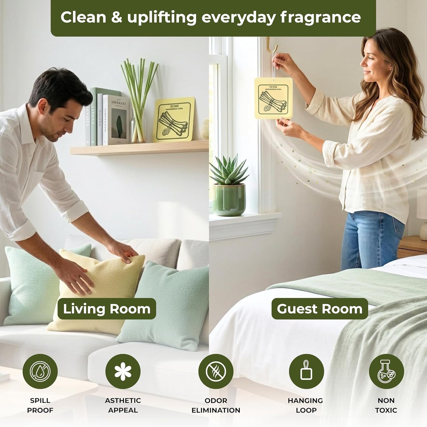 Lemongrass Aura - Room Deodorizer Gel Odor Eliminator For Home - Bathroom Air Freshener Odor Absorber - Closet Deodorizer - Long Lasting Non Plug In Strong Scent For Kitchen Trash Basement Rv Smell