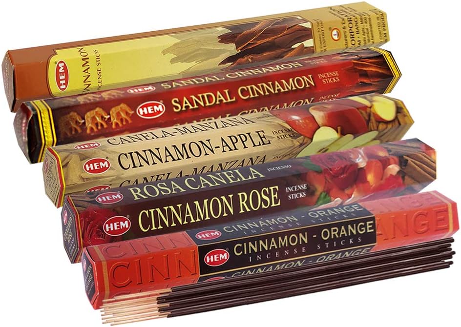 Hem 5 Cinnamon Blend Scents Incense Sticks Variety Pack - 20 sticks/scent - Total Approx 100 Joss Sticks Incienso Sahumerio
