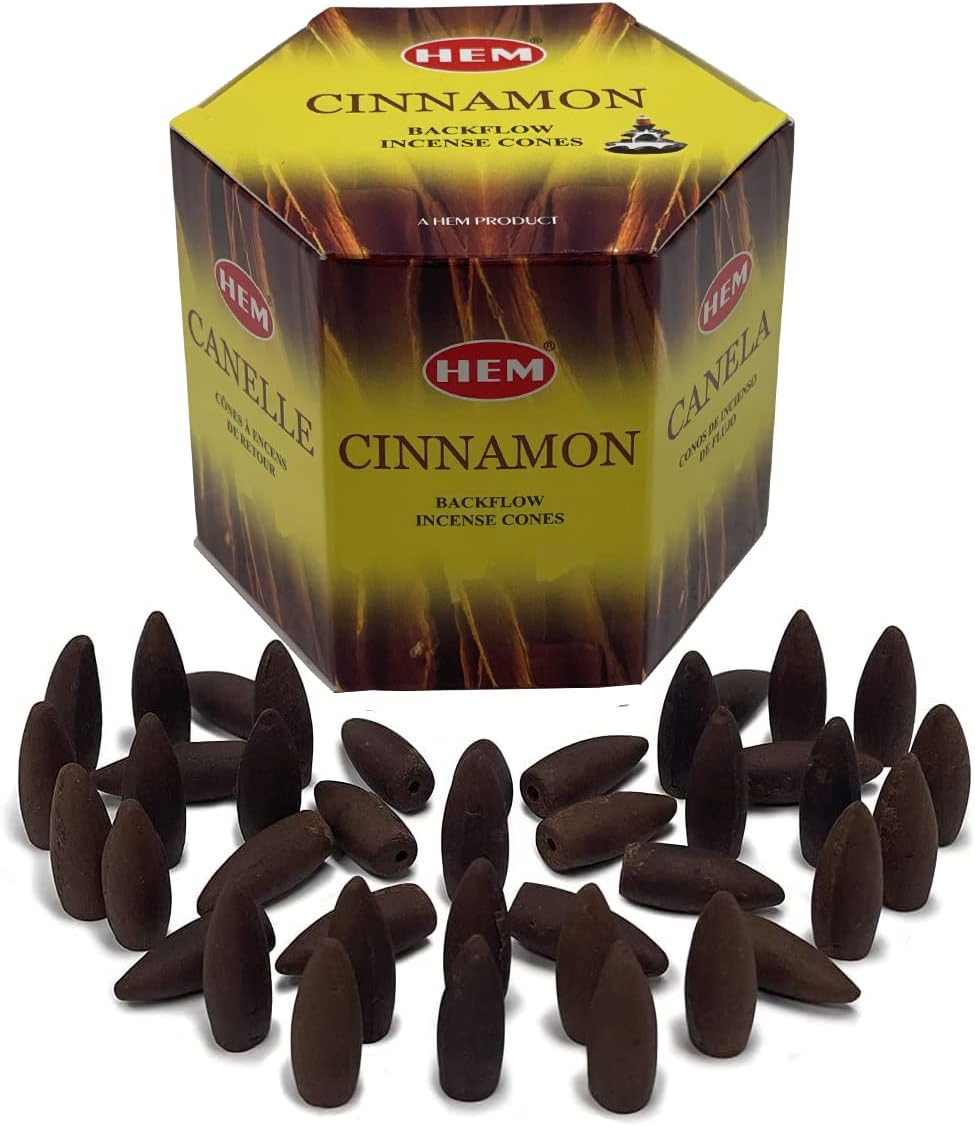 Hem Cinnamon Backflow Incense Cones - 40 Waterfall Cones Pack