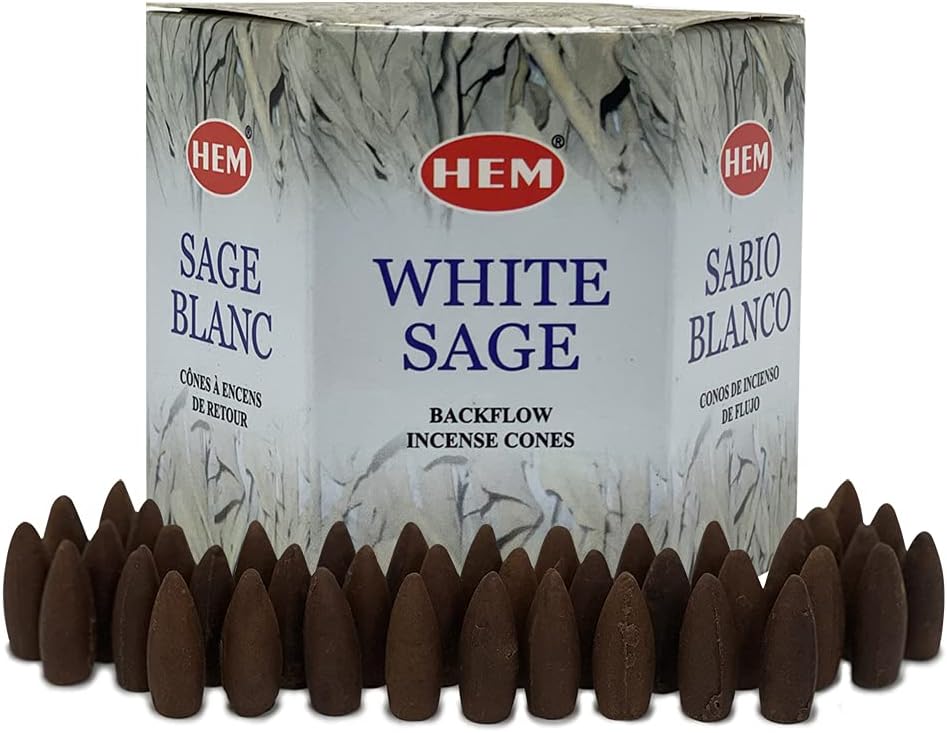 Hem White Sage Backflow Incense Cones - 40 Waterfall Cones Pack