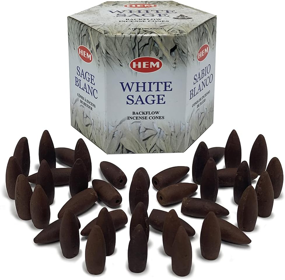 Hem White Sage Backflow Incense Cones - 40 cones Pack