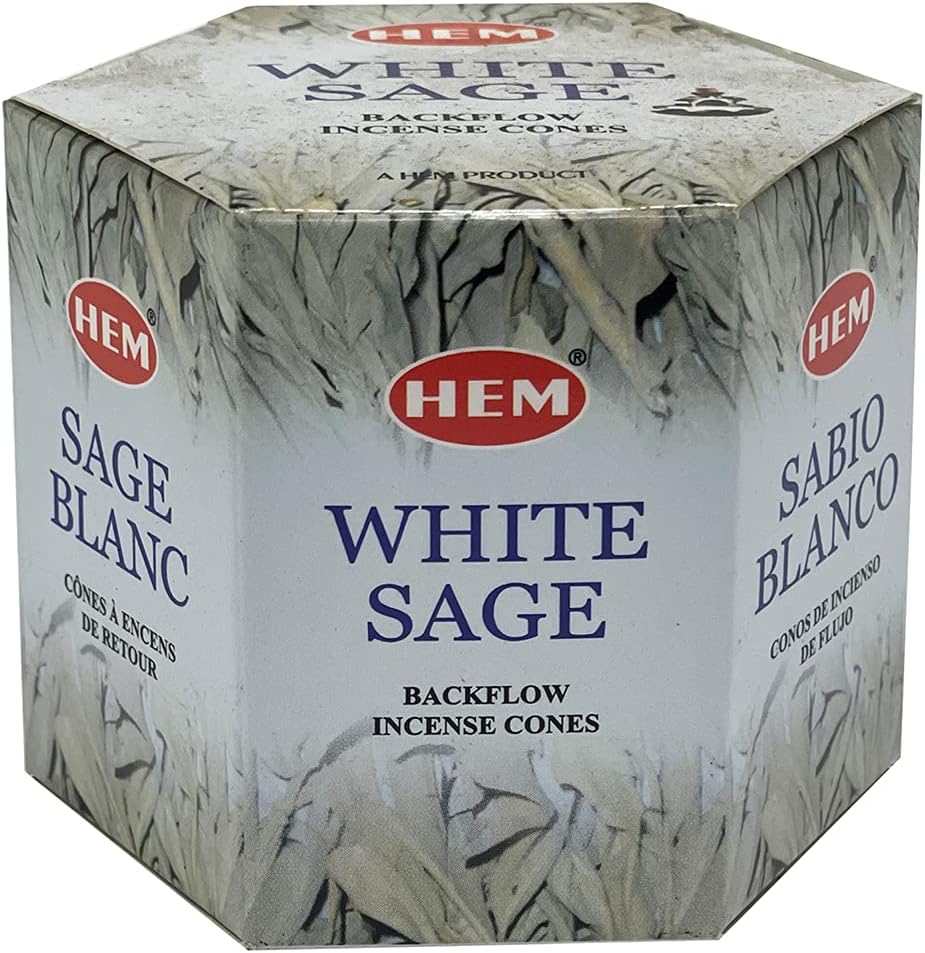 Hem White Sage Backflow Incense Cones - 40 Waterfall Cones Pack