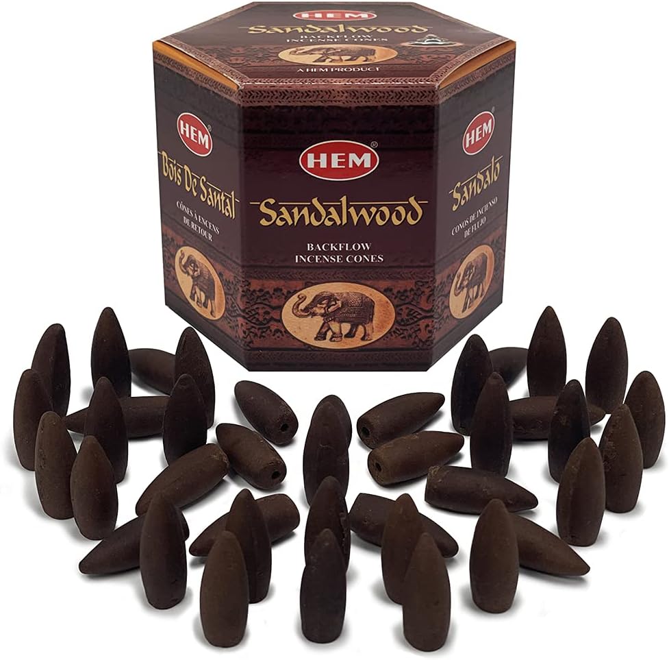 Hem Sandalwood Backflow Incense Cones - 40 cones Pack