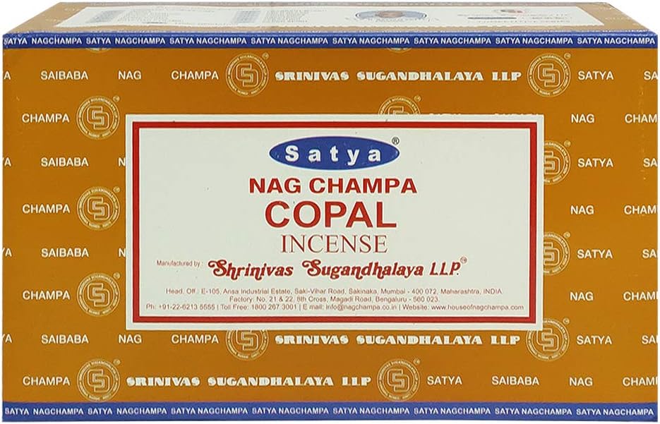 Satya Copal Incense Sticks - 12 Packs of 15g Agarbatti - Total Approx 180 Spiritual Sticks