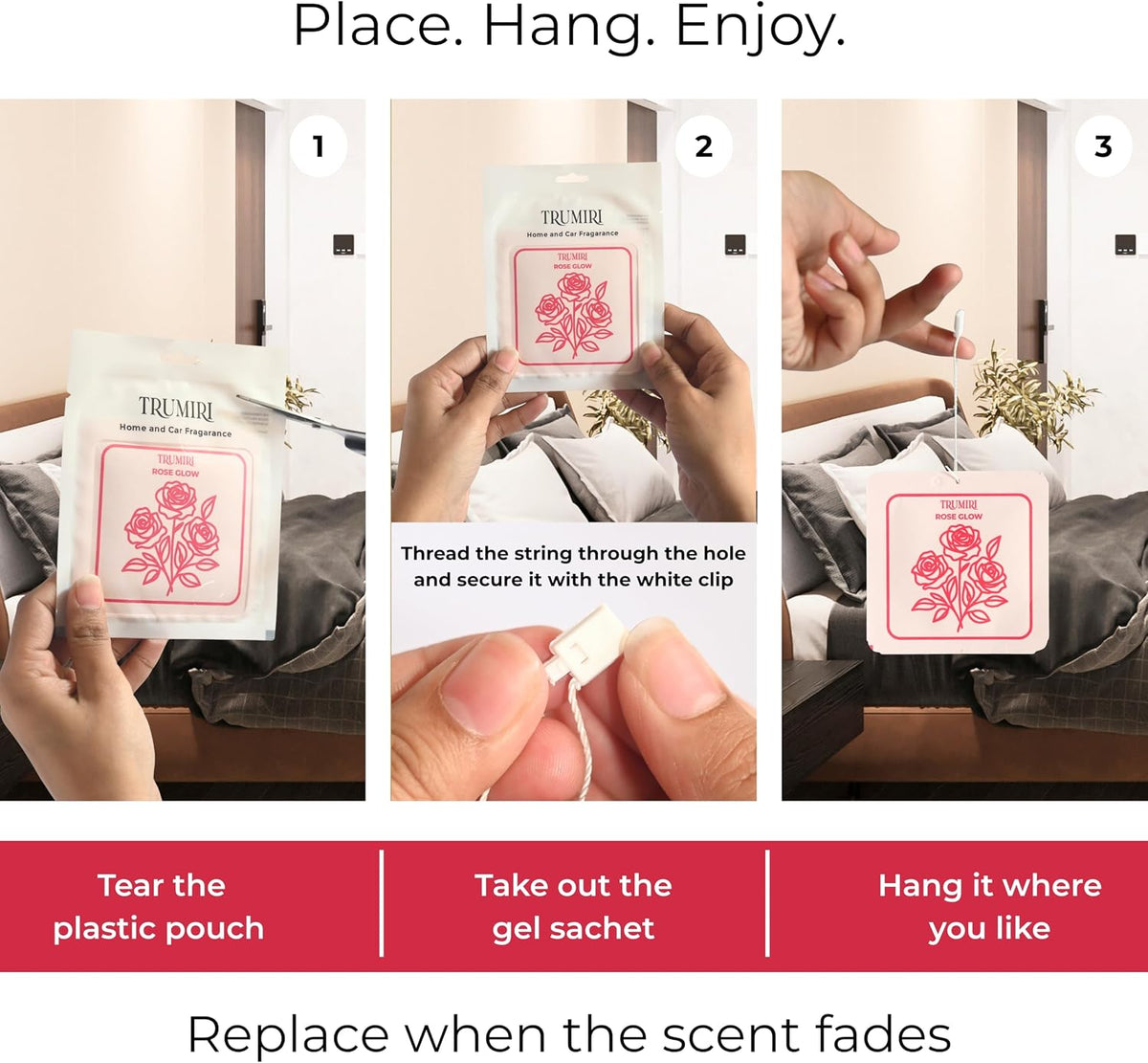 Rose Glow - Scented Sachets for Drawer and Closet Freshener with Long Lasting Scent - Home Fragrance Sachet Bag Dresser Refresher Packet - Olores para Closet De Ropa