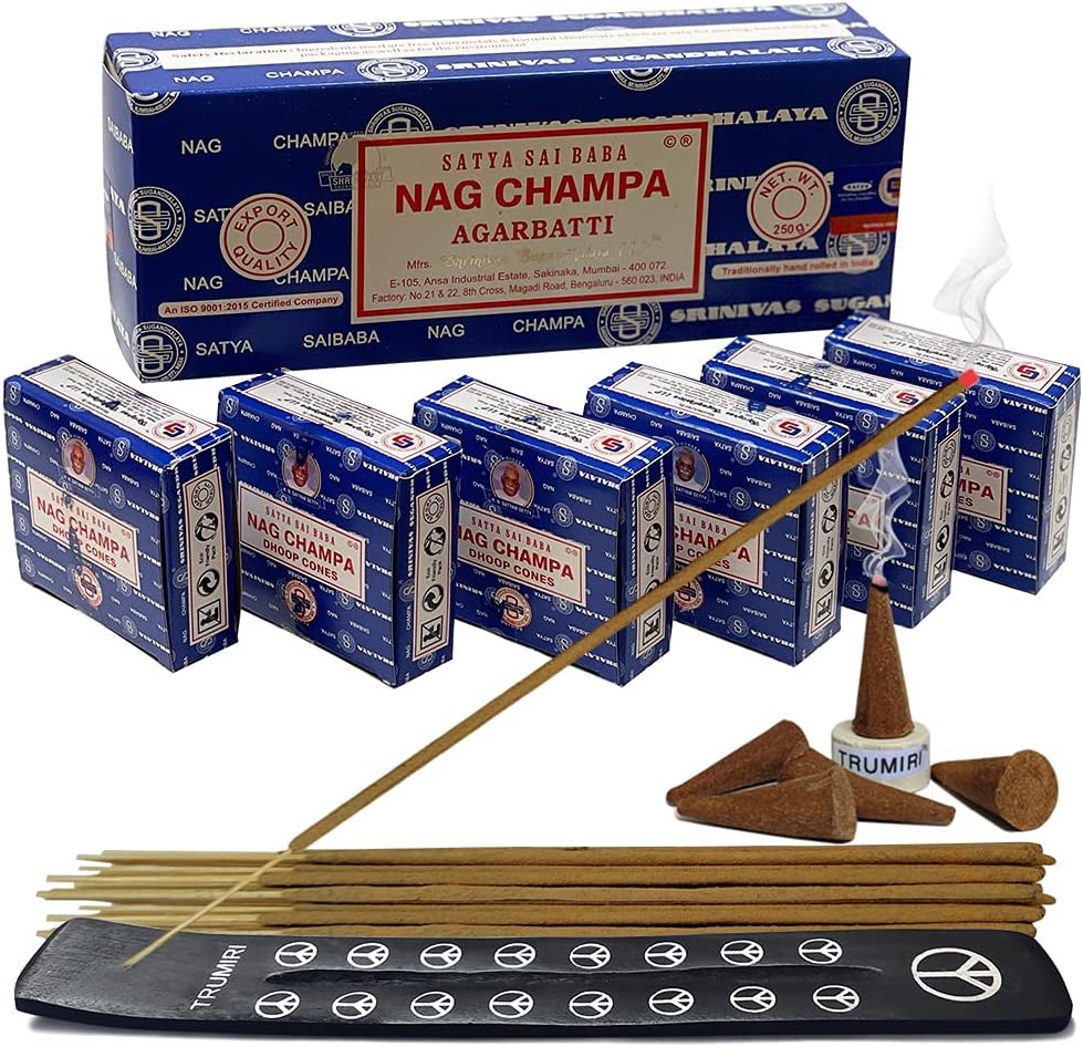 Satya Sai Baba Nag Champa Incense Sticks and Cones Mega Pack - Total Approx 250 sticks and 72 cones