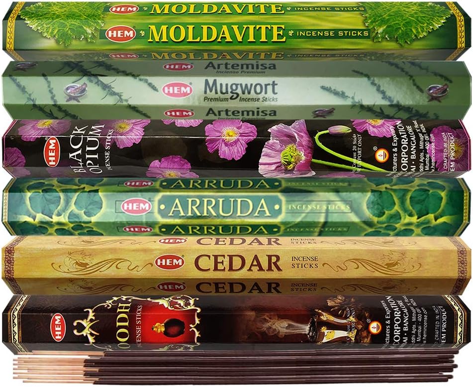 Hem 6 Leafy Scents Incense Sticks Variety Pack - 20 sticks/scent - Total Approx 120 Joss Sticks Incienso Sahumerio