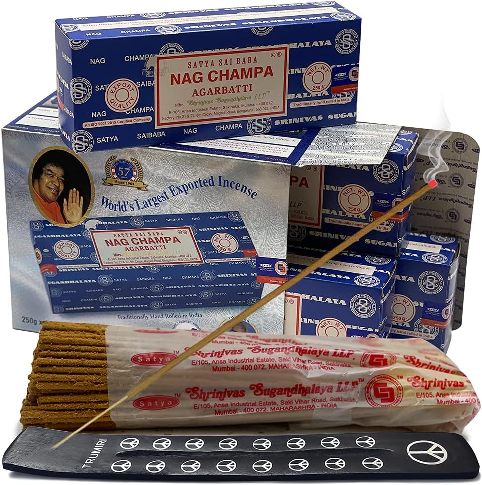 Satya Nag Champa Incense Sticks - 4 Packs of 250g Nagchampa - Total Approx 1000 Indian Agarbatti Spiritual Sticks