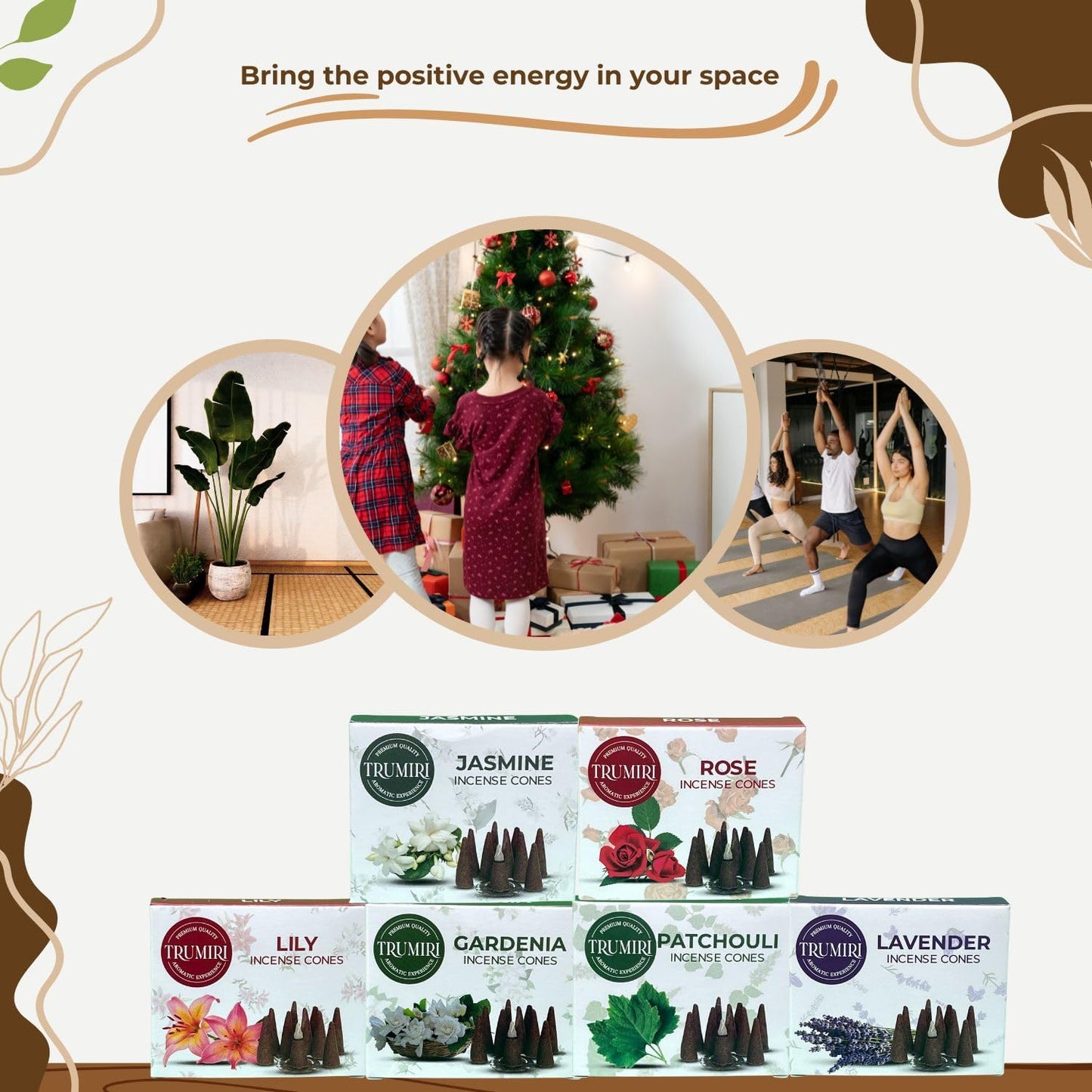 Floral Scents Incense Cones Variety Pack of 6 Scents with 10 Cones per Scent - Total 60 Cones