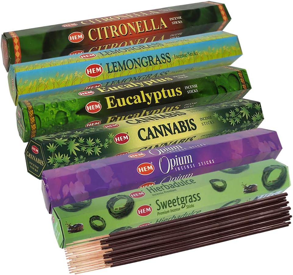 Hem 6 Herbal Scents Incense Sticks Variety Pack - 20 sticks/scent - Total Approx 120 Joss Sticks Incienso Sahumerio