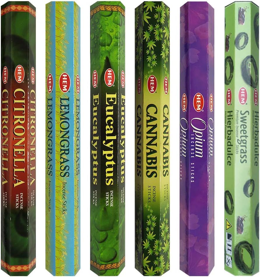 Hem 6 Herbal Scents Incense Sticks Variety Pack - 20 sticks/scent - Total Approx 120 sticks