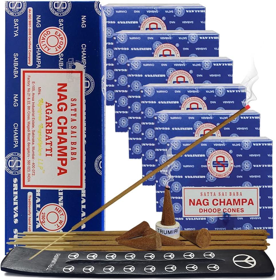 Satya Nag Champa Incense Sticks and Cones Mega Pack - Total Approx 250 Nagchampa Sticks and 72 Dhoop Incense Cones