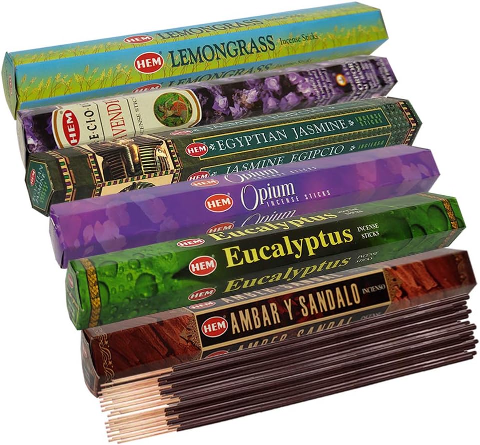 Hem 6 Bestselling Scents Incense Sticks Variety Pack - 20 sticks/scent - Total Approx 120 Joss Sticks Incienso Sahumerio