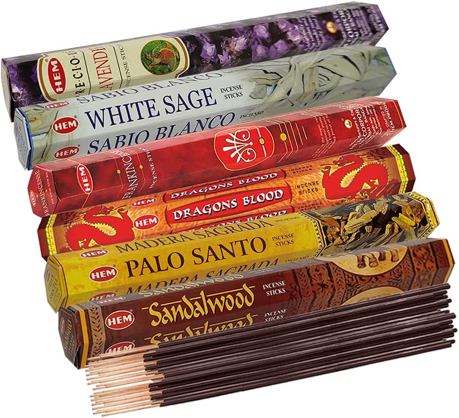 Hem 6 Most Gifted Scents Incense Sticks Variety Pack - 20 sticks/scent - Total Approx 120 Joss Sticks Incienso Sahumerio