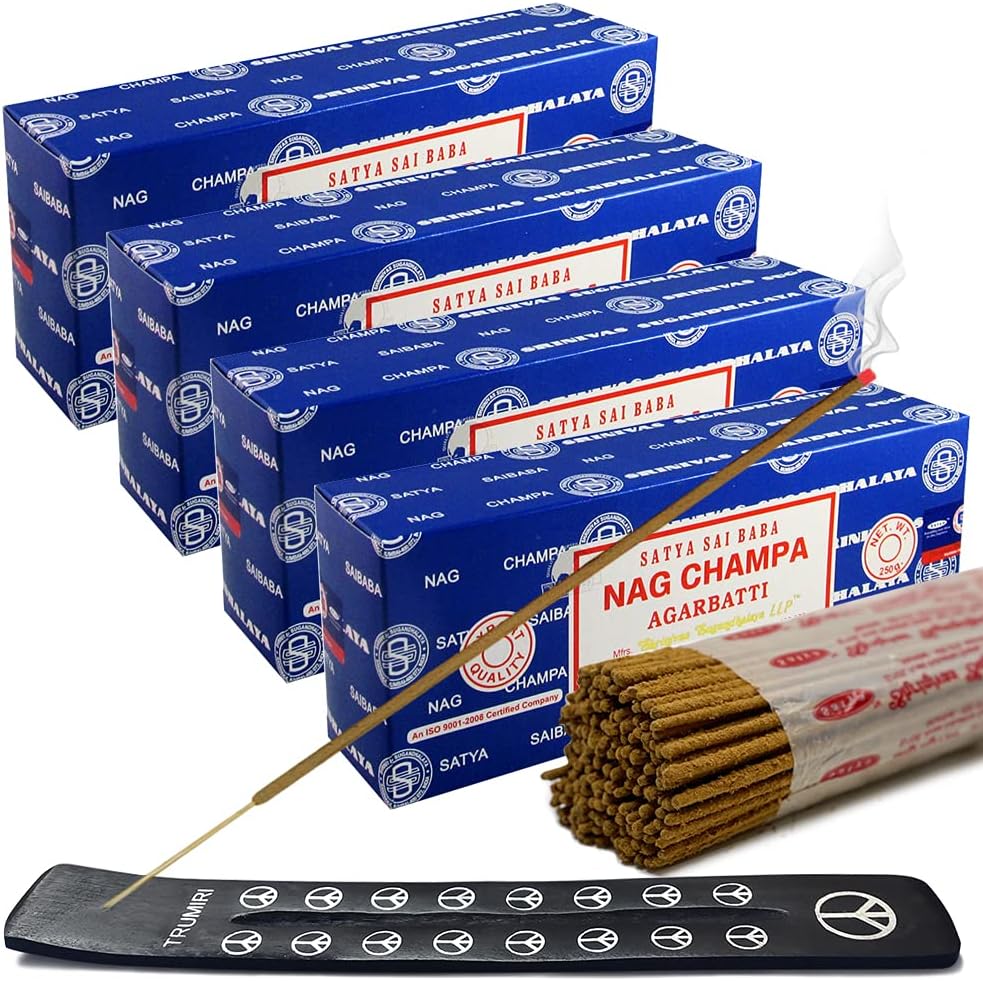 Satya Sai Baba Nag Champa Incense Sticks - 4 Packs of 250g - Total Approx 1000 sticks