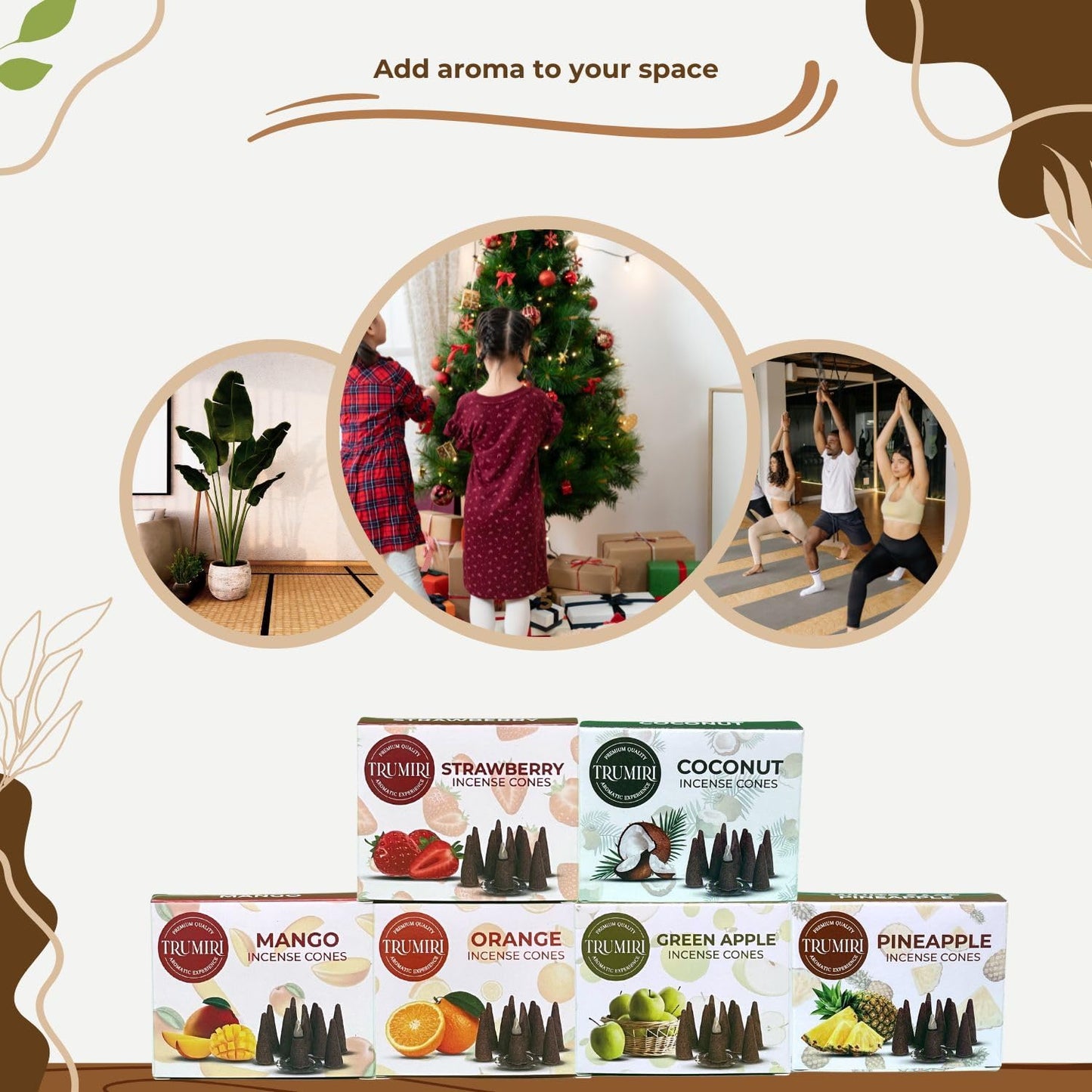 Fruity Scents Incense Cones Variety Pack of 6 Scents with 10 Cones per Scent - Total 60 Cones