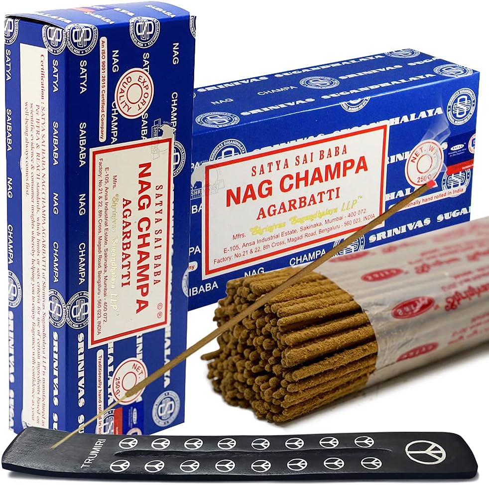 Satya Nag Champa Incense Sticks - 2 Packs of 250g Nagchampa - Total Approx 500 Indian Agarbatti Spiritual Sticks