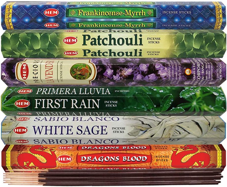 Hem 6 Popular Scents Incense Sticks Variety Pack - 20 sticks/scent - Total Approx 120 Joss Sticks Incienso Sahumerio