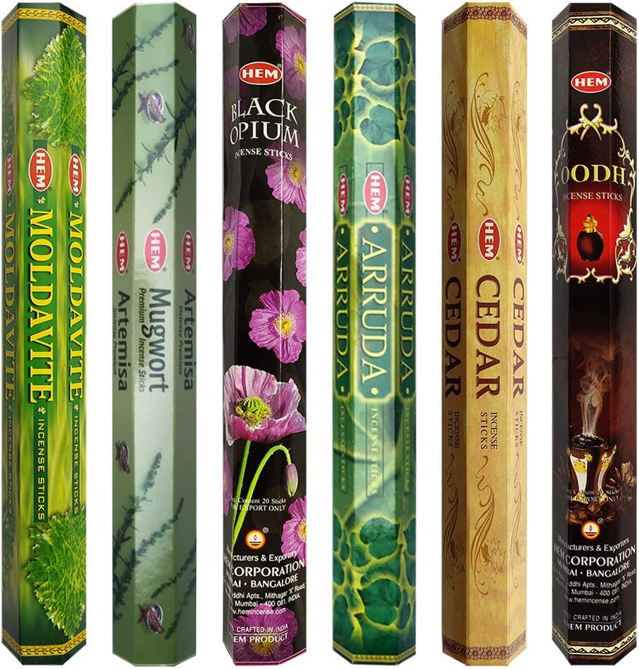 Hem 6 Leafy Scents Incense Sticks Variety Pack - 20 sticks/scent - Total Approx 120 Joss Sticks Incienso Sahumerio