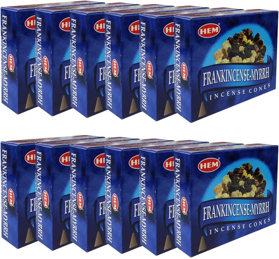 Hem Frankincense & Myrrh Incense Cones - 120 Dhoop Cones Pack