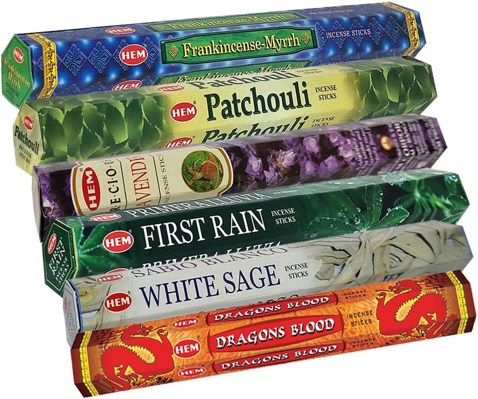 Hem 6 Popular Scents Incense Sticks Variety Pack - 20 sticks/scent - Total Approx 120 Joss Sticks Incienso Sahumerio