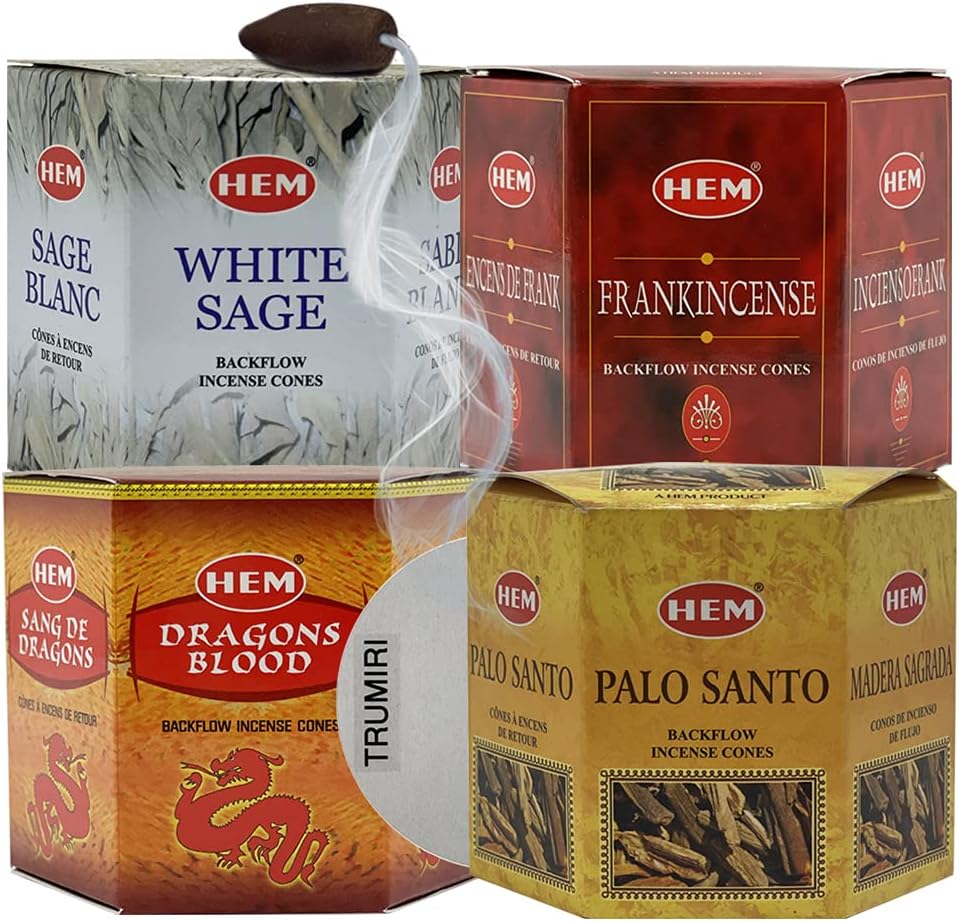 Hem 4 Bestselling Scents Backflow Incense Cones Variety Pack - 40 cones/scent - Total Approx 160 Waterfall Cones