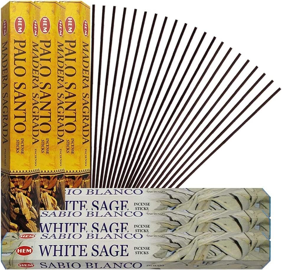 Hem White Sage and Palo Santo Combo Incense Sticks - 60 sticks/scent - Total Approx 120 Incienso Sahumerio Sticks
