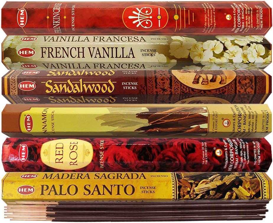 Hem 6 Most Desired Scents Incense Sticks Variety Pack - 20 sticks/scent - Total Approx 120 sticks