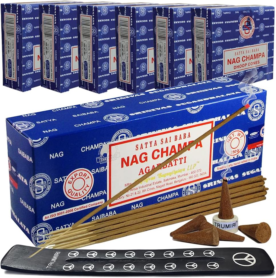 Satya Nag Champa Incense Sticks and Cones Mega Pack - Total Approx 250 Nagchampa Sticks and 72 Dhoop Incense Cones