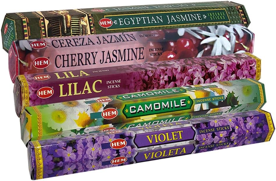 Hem 5 Floral Scents Incense Sticks Variety Pack - 20 sticks/scent - Total Approx 100 Joss Sticks Incienso Sahumerio