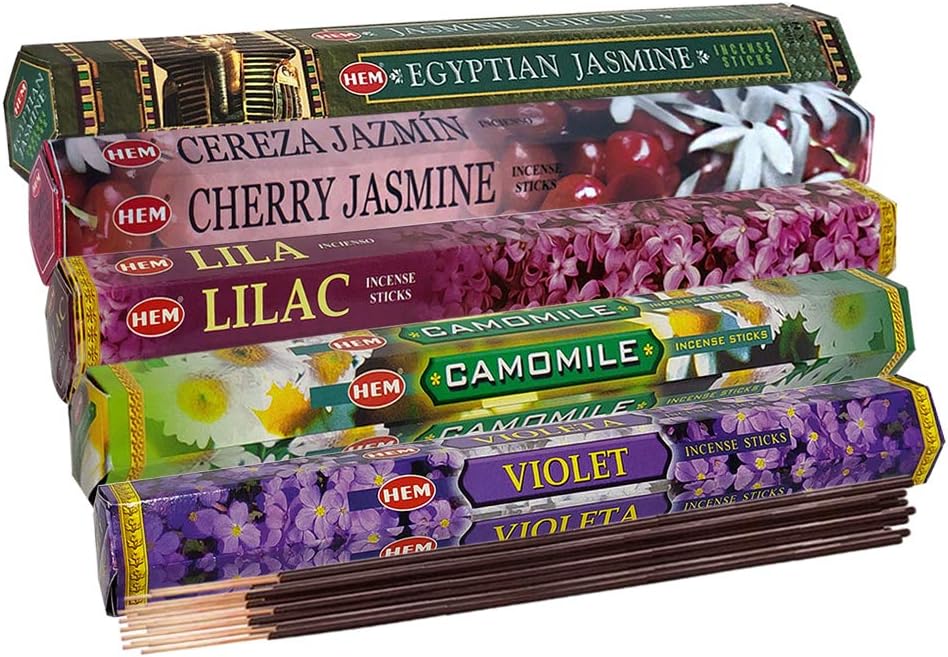Hem 5 Floral Scents Incense Sticks Variety Pack - 20 sticks/scent - Total Approx 100 Joss Sticks Incienso Sahumerio