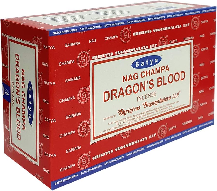 Satya Dragon's Blood Incense Sticks - 12 Packs of 15g - Total Approx 180 sticks