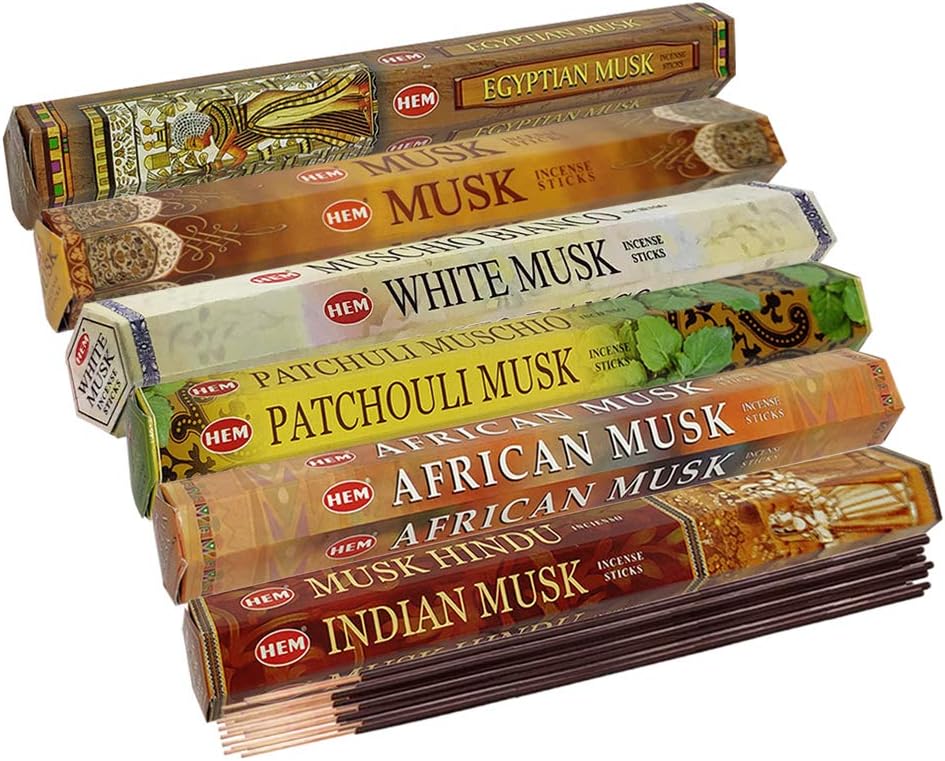 Hem 6 Musk Blend Scents Incense Sticks Variety Pack - 20 sticks/scent - Total Approx 120 Joss Sticks Incienso Sahumerio