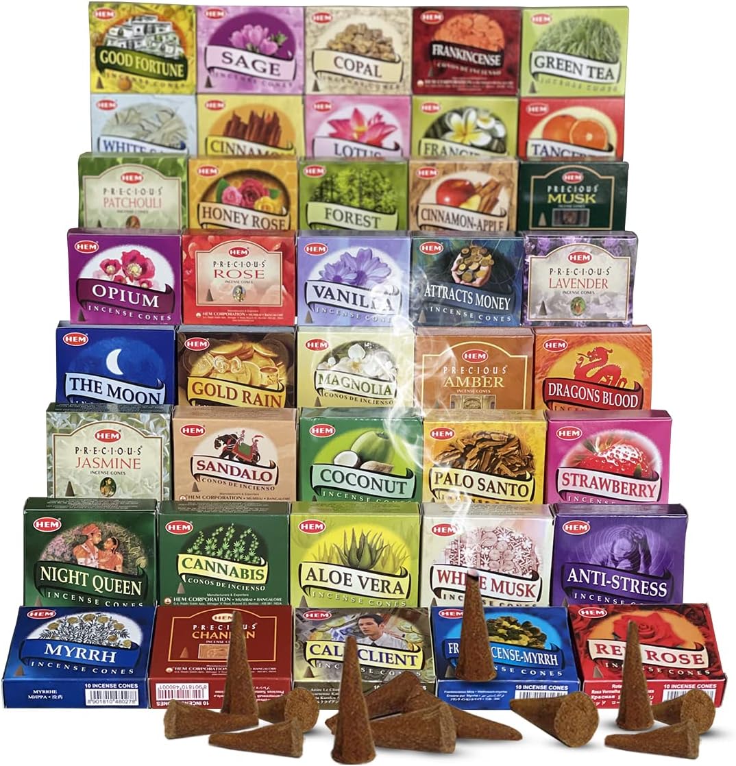 Hem 12 Randomly Selected Scents Incense Cones Variety Pack - 10 cones/scent - Total Approx 120 Cones