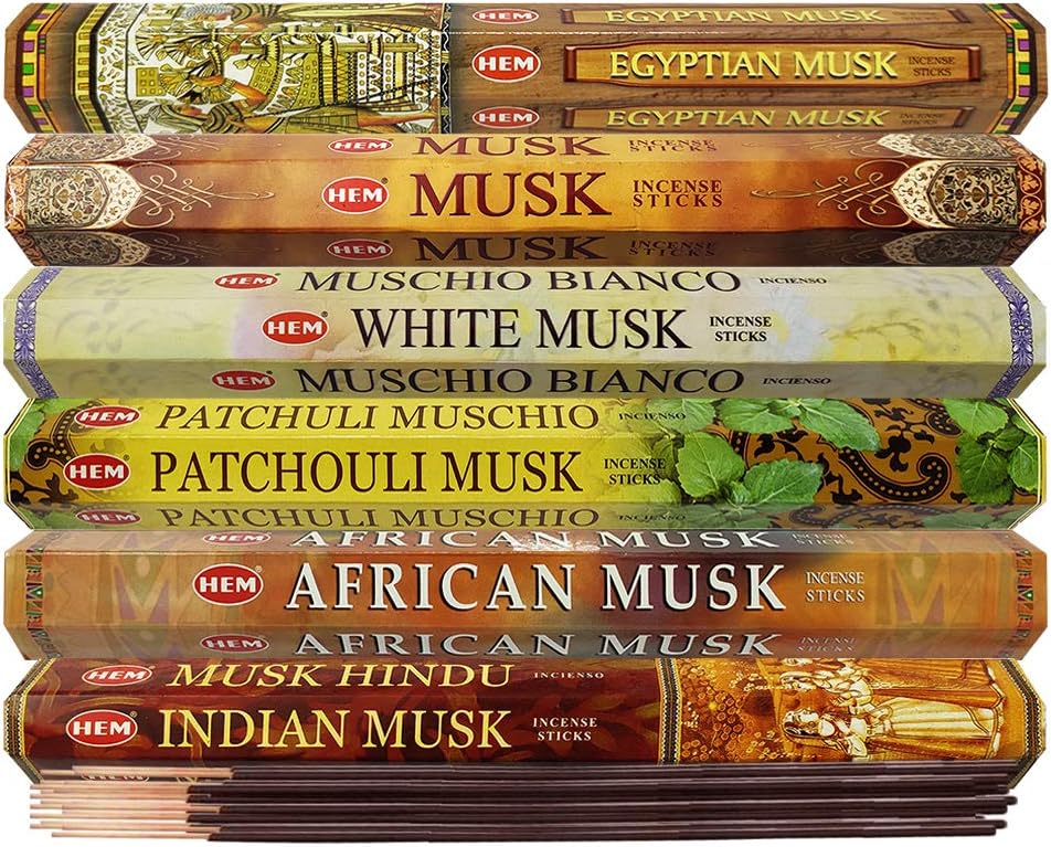 Hem 6 Musk Blend Scents Incense Sticks Variety Pack - 20 sticks/scent - Total Approx 120 sticks
