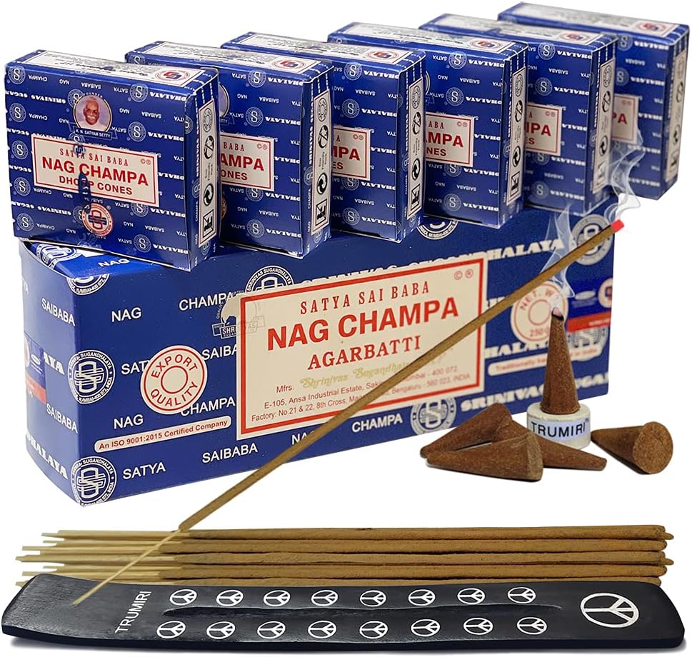 Satya Sai Baba Nag Champa Incense Sticks and Cones Mega Pack - Total Approx 250 sticks and 72 cones