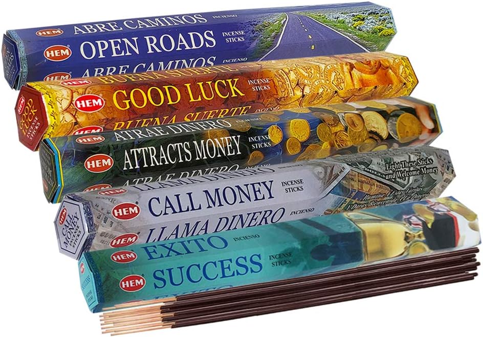 Hem 5 Luck and Money Incense Sticks Variety Pack - 20 sticks/scent - Total Approx 100 Joss Sticks Incienso Sahumerio