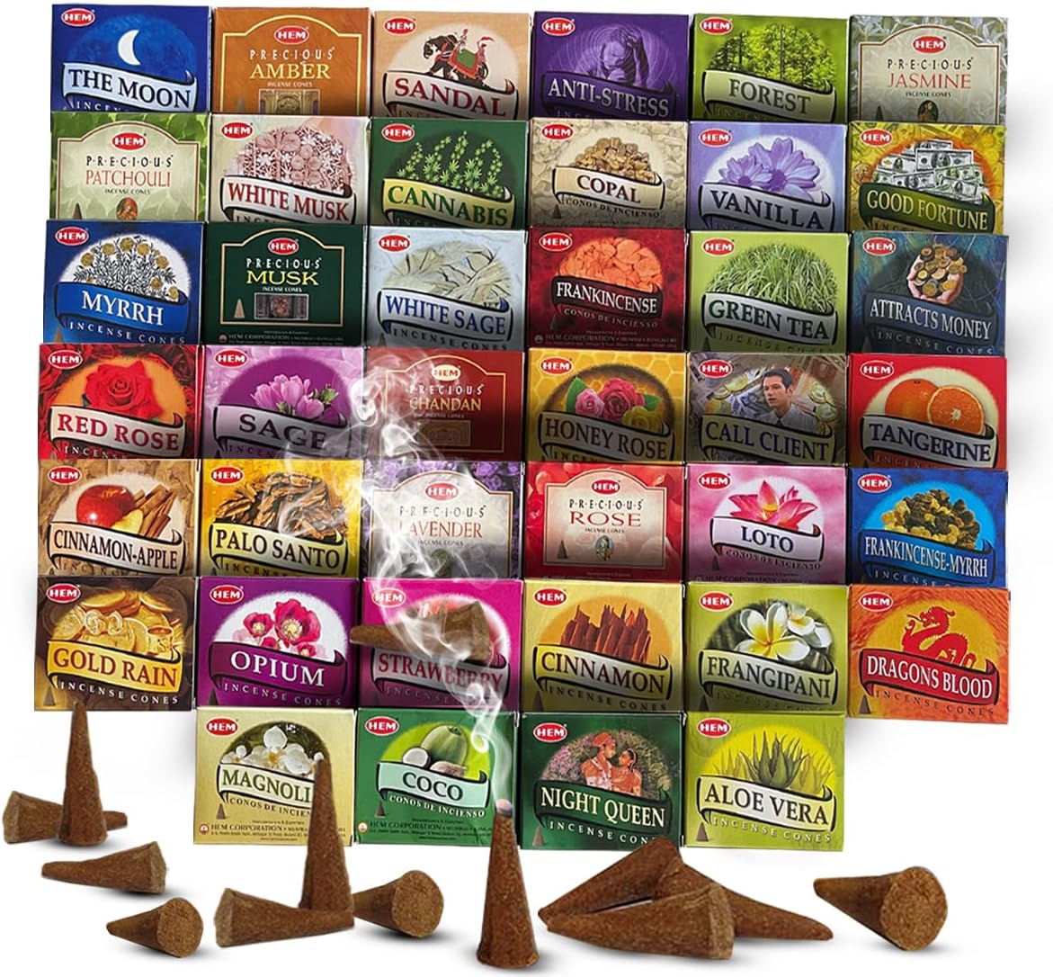 Hem 12 Randomly Selected Scents Incense Cones Variety Pack - 10 cones/scent - Total Approx 120 cones