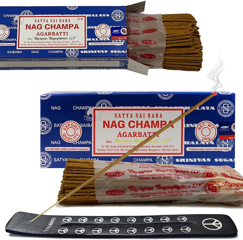 Satya Nag Champa Incense Sticks - 2 Packs of 250g Nagchampa - Total Approx 500 Indian Agarbatti Spiritual Sticks