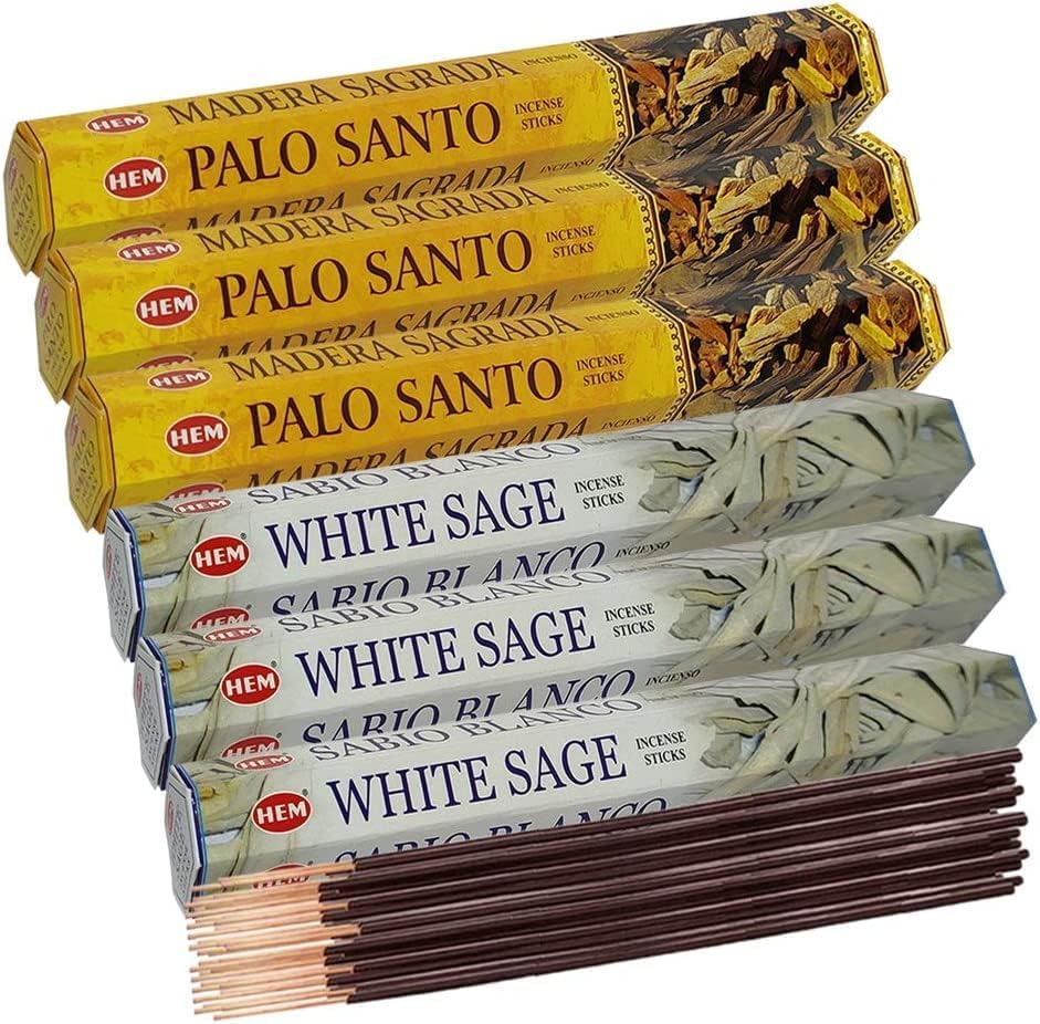 Hem White Sage and Palo Santo Combo Incense Sticks - 60 sticks/scent - Total Approx 120 Incienso Sahumerio Sticks