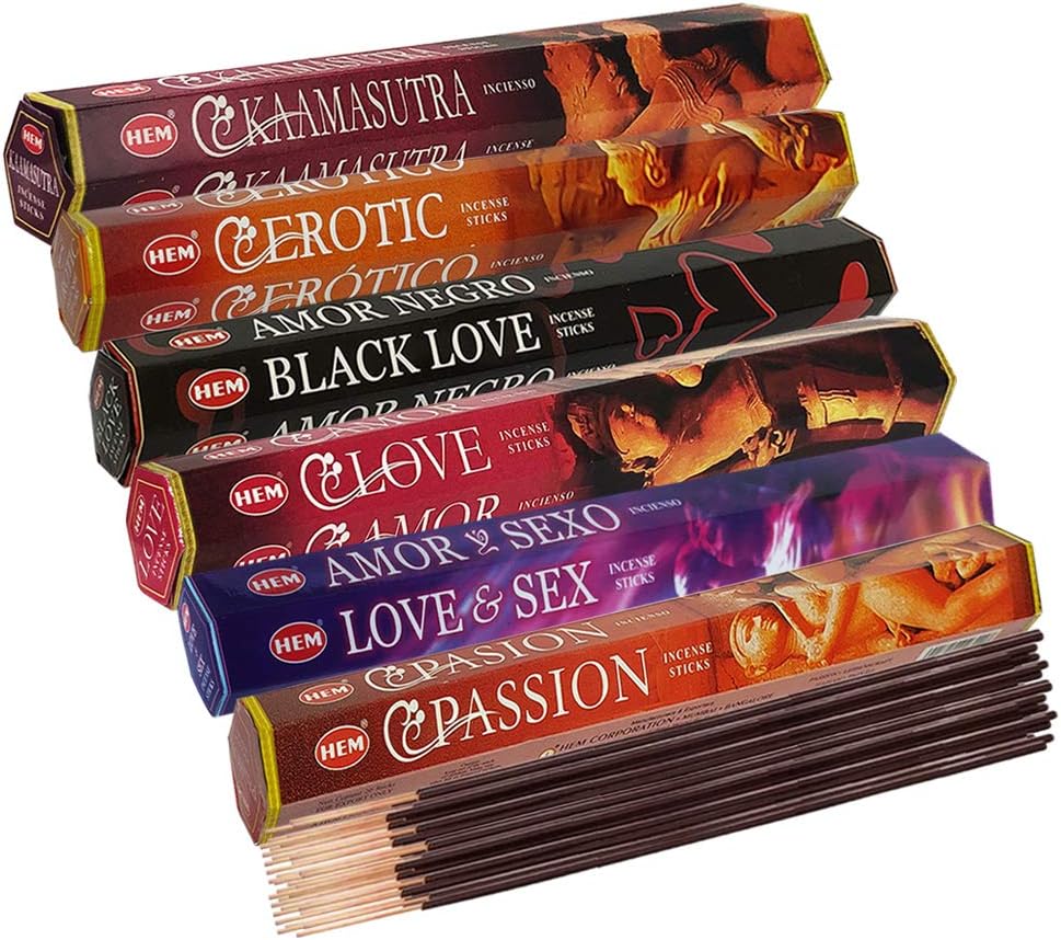 Hem 6 Love Themed Scents Incense Sticks Variety Pack - 20 sticks/scent - Total Approx 120 Joss Sticks Incienso Sahumerio