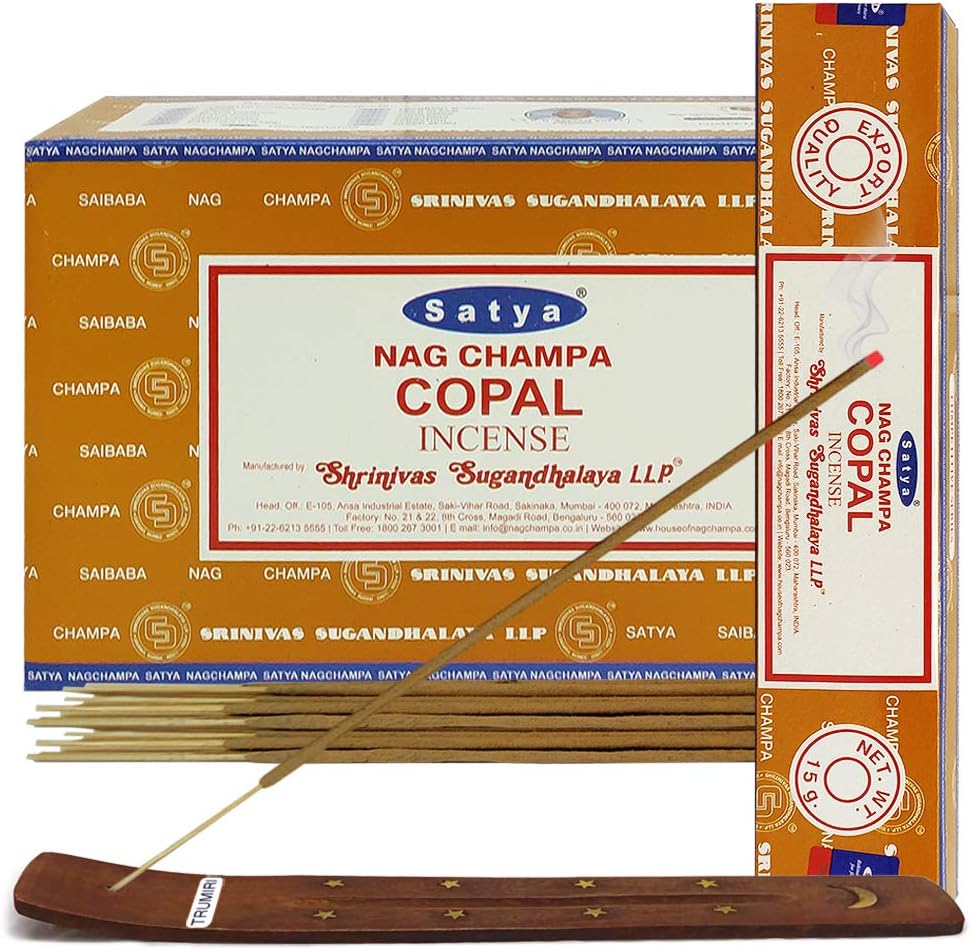 Satya Copal Incense Sticks - 12 Packs of 15g Agarbatti - Total Approx 180 Spiritual Sticks
