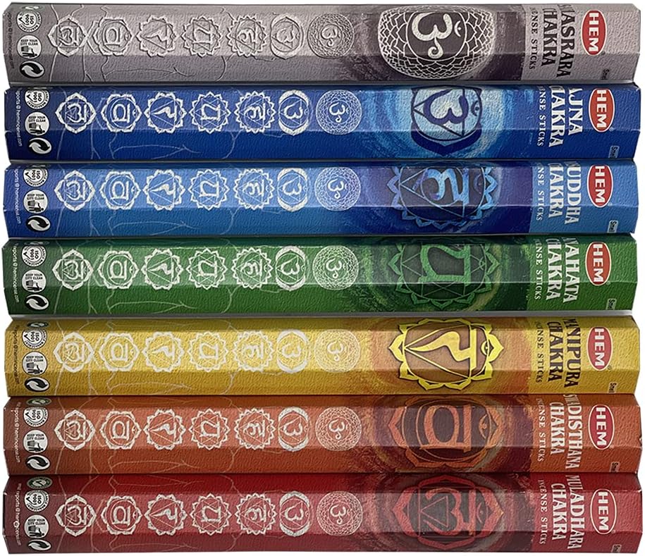 Hem 7 Chakras Scents Incense Sticks Variety Pack - 20 sticks/scent - Total Approx 140 Joss Sticks Incienso Sahumerio