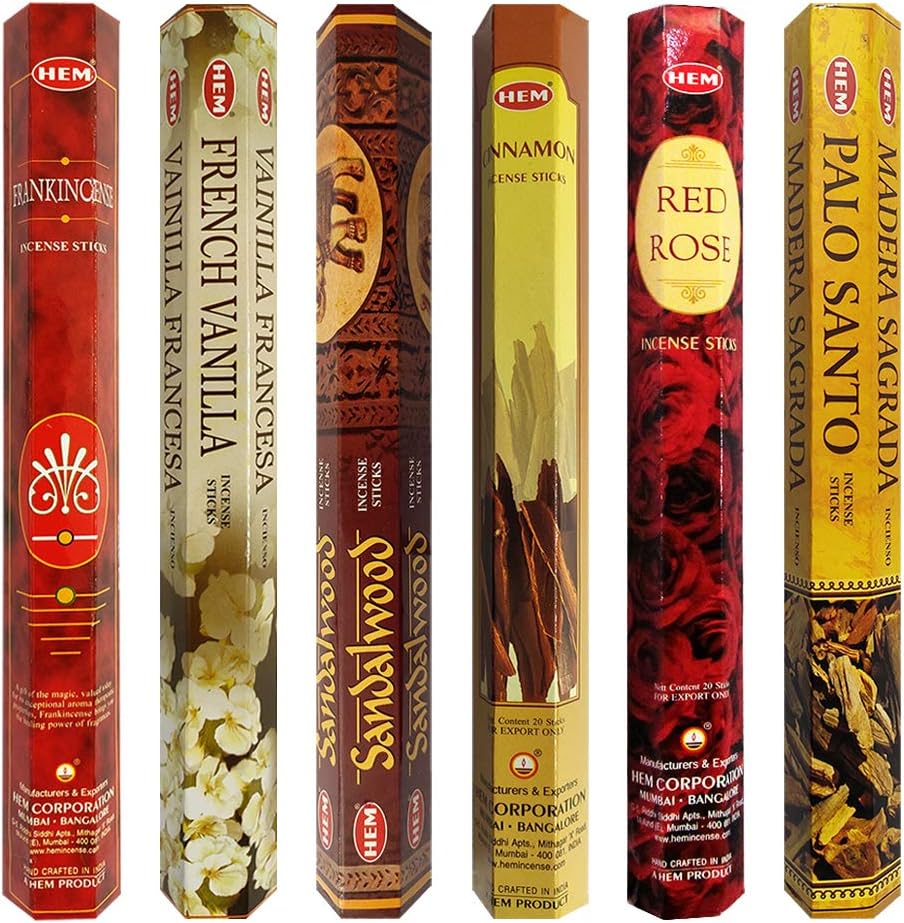 Hem 6 Most Desired Scents Incense Sticks Variety Pack - 20 sticks/scent - Total Approx 120 sticks