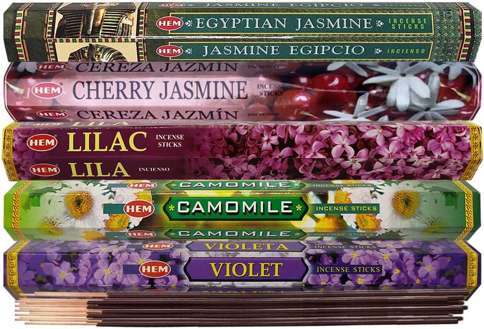 Hem 5 Floral Scents Incense Sticks Variety Pack - 20 sticks/scent - Total Approx 100 Joss Sticks Incienso Sahumerio