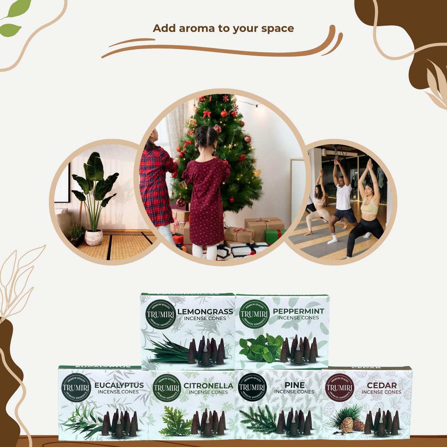 Leafy Scents Incense Cones Variety Pack of 6 Scents with 10 Cones per Scent - Total 60 Cones