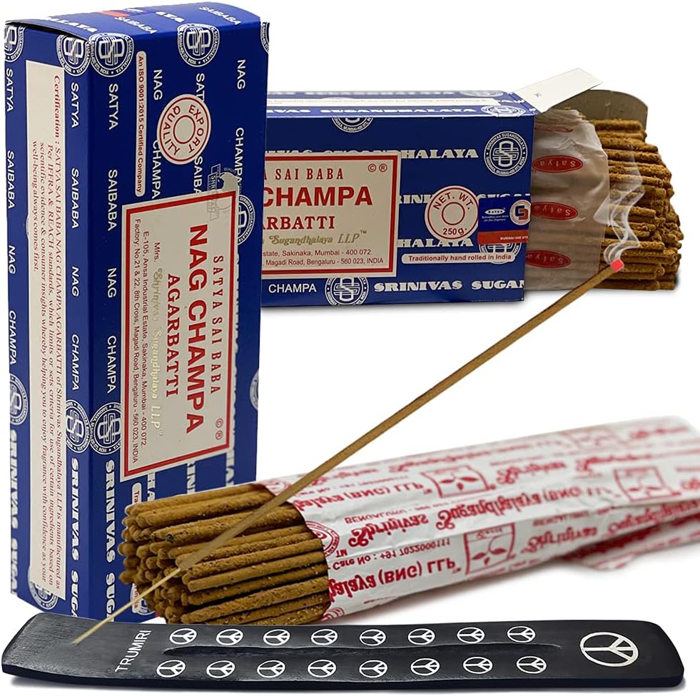 Satya Nag Champa Incense Sticks - 2 Packs of 250g Nagchampa - Total Approx 500 Indian Agarbatti Spiritual Sticks